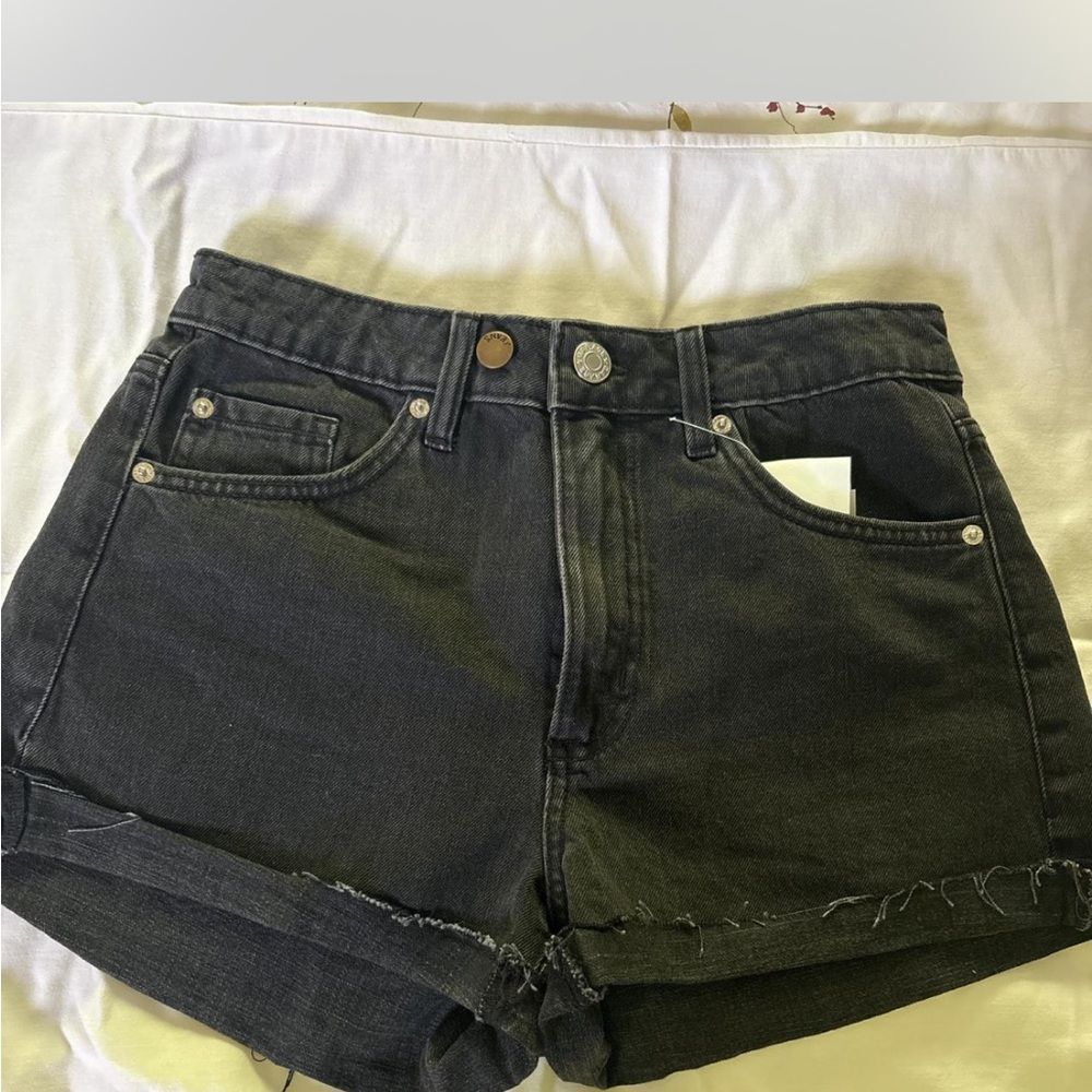 SOLD Garage Black Jean Shorts High-Waisted Rigid Denim